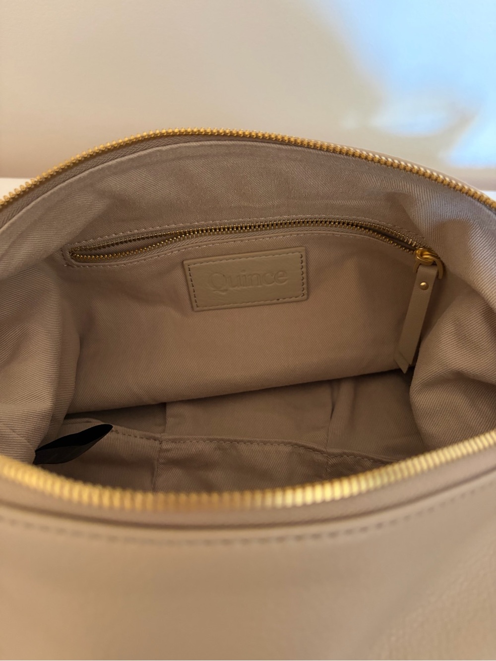 Quince Italian Leather Convertible Crescent Shoulder Bag in Taupe - Picture 8 of 12